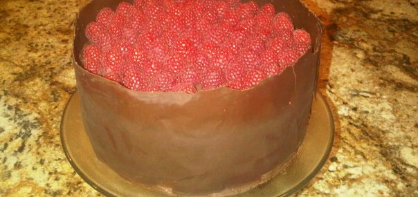 Chocolate and Raspberry Cake with Dark Chocolate Shell