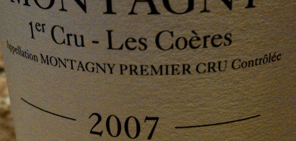 2007 Montagny 1er Cru Les Coeres Deux Montille Soeur et Frere