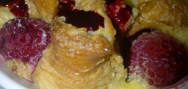 Raspberry Croissant Bread Pudding