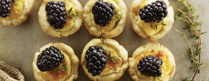 Savory Cheese Tartlets with Blackberries