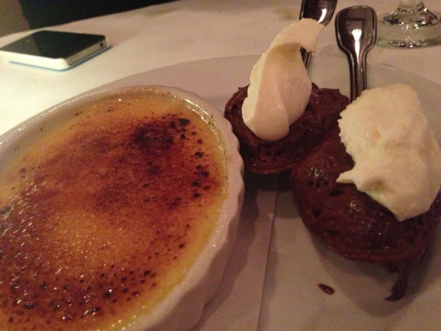 Creme Brulee and Chocolate Mousse