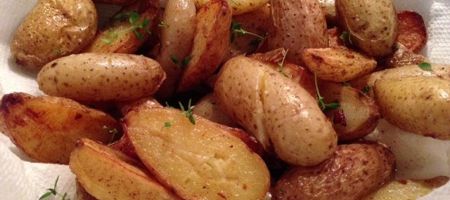 Duck Fat and Bacon Fingerling Potatoes