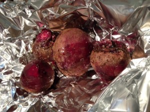 Raw Beets in Foil
