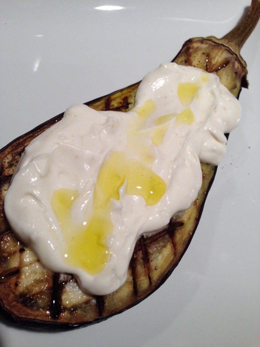 Roasted Eggplant with Garlic Cumin Yogurt Dressing