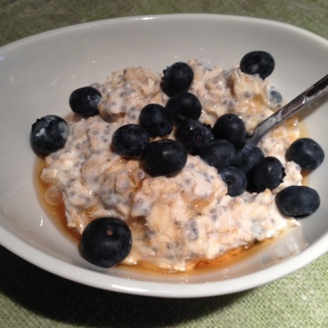 Oatmeal in a Dish with Maple Syrup