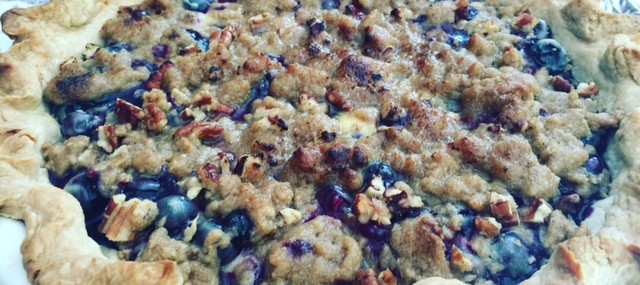 Streusel Top Blueberry Custard Pie