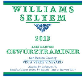 2013 Vista Verde Vineyard Late Harvest Gewürztraminer