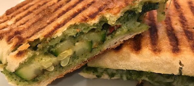 Pesto and Roasted Zucchini Panini