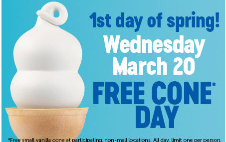 Free Cone at Dairy Queen on March 20